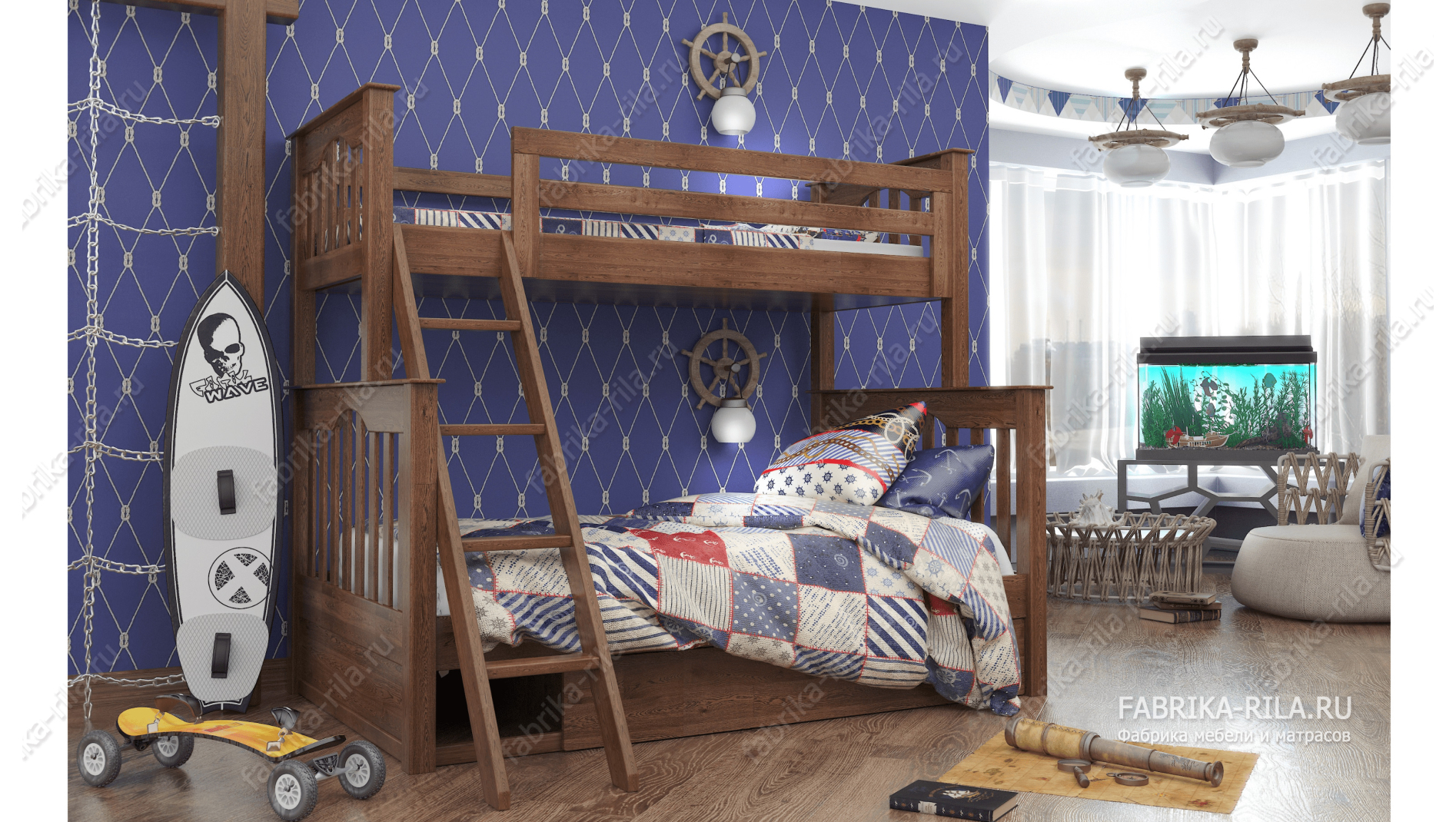 Кровать детская Pirat 2— 80x190 см. из бука