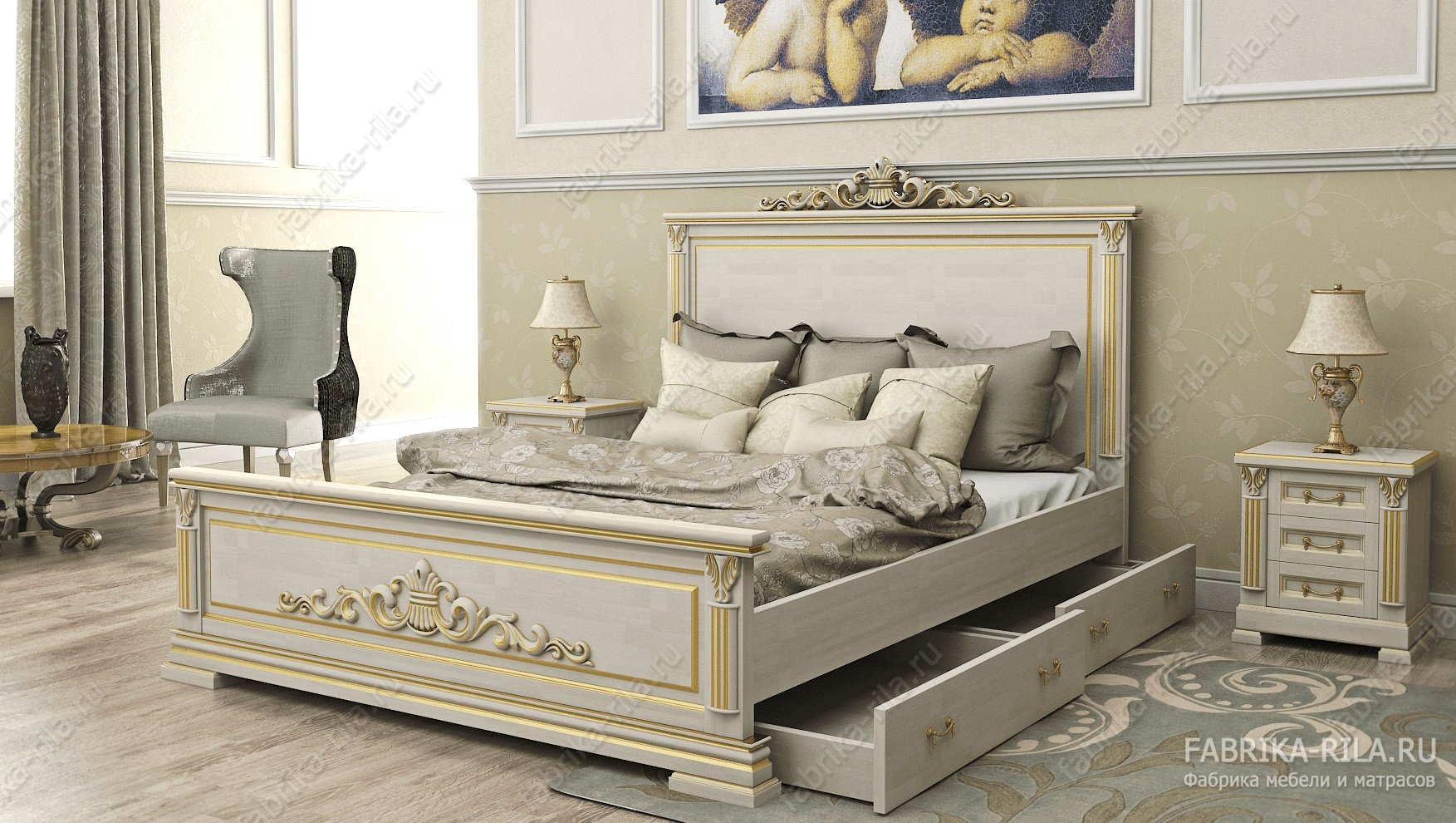 Кровать Viktori 1 — 180x200 см. из сосны