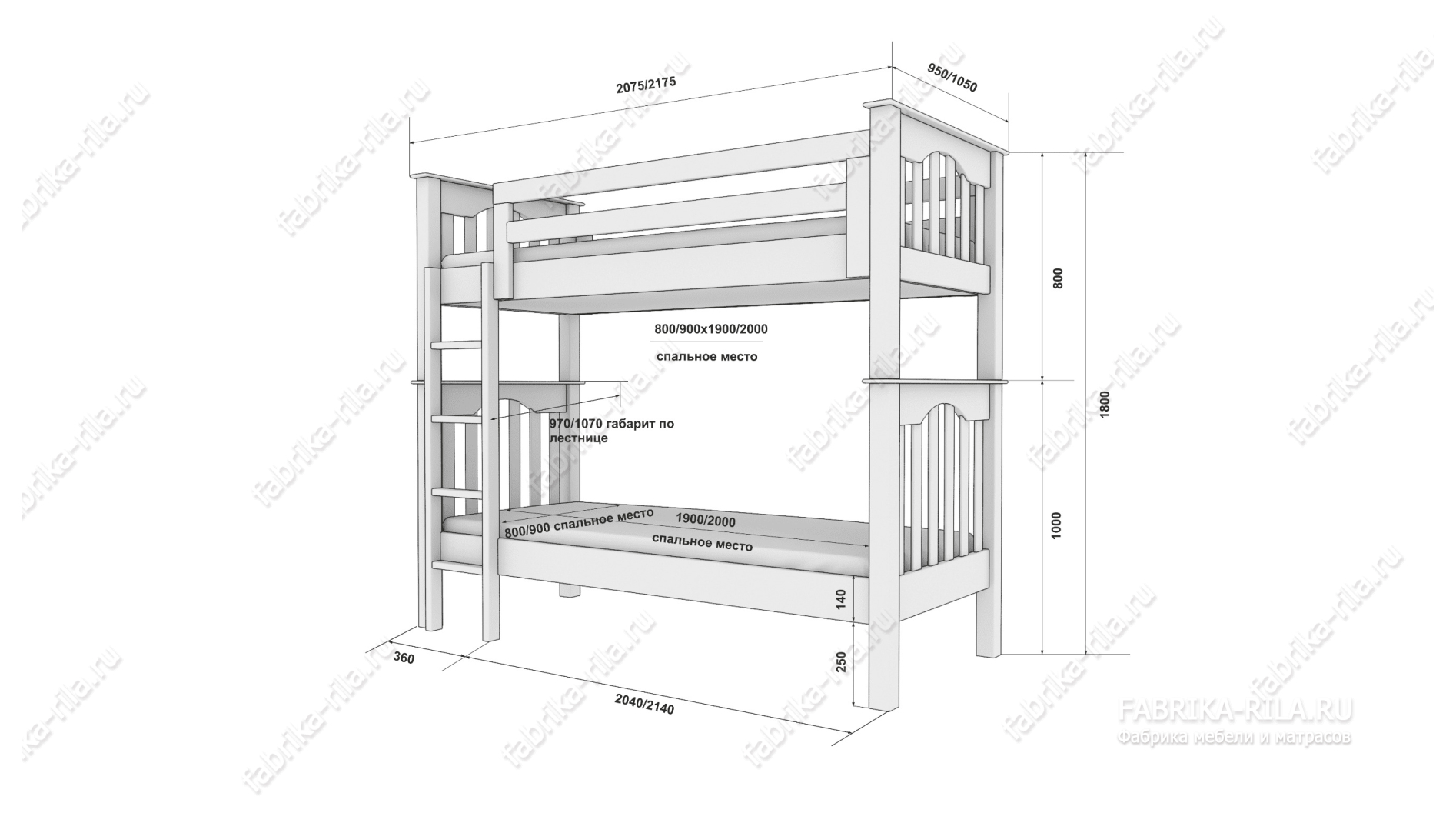 Кровать детская Pirat 1— 80x190 см. из сосны