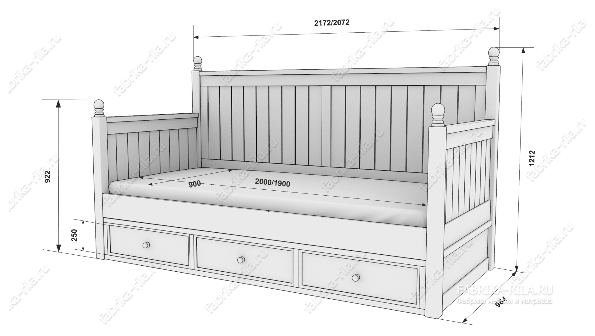 Кровать детская MARSEL — 80x200 см. из сосны