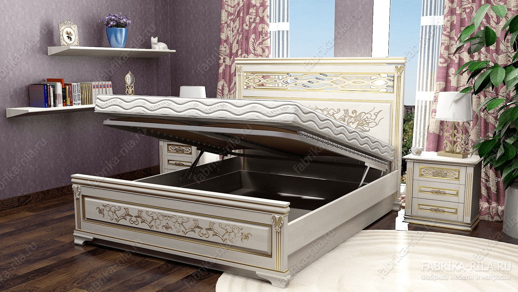 Кровать Lirоna 3 — 200x200 см. из сосны